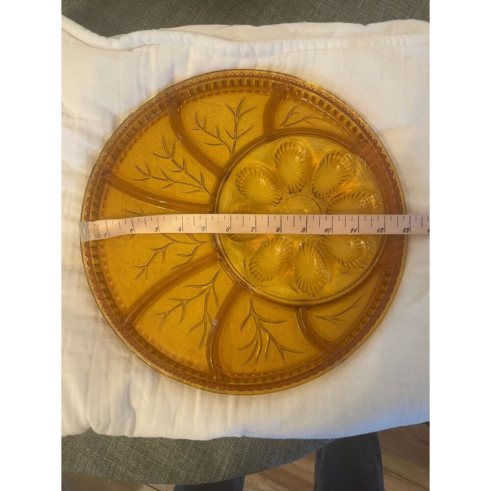 Amber Indiana Glass Relish Dish - Picture 2 of 3
